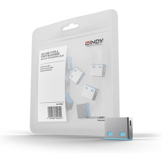 Lindy USB Port Blocker (without key) - Pack of 10 Colour Code: Blue. Product type: Port blocker Compatible ports/slots: USB Type-A Product colour: Blue. Width: 12 mm Depth: 10 mm Height: 5 mm