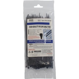 Evo Labs 2.5X150MM BLACK cable tie Nylon 100 pc(s)