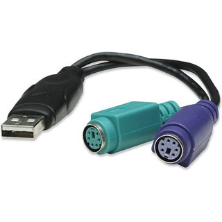 Manhattan USB-A to PS/2 Converter cable, 15cm, Male to Female, Black, Connects Two PS/2 Devices via One USB-A Port, Three Year Warranty, Equivalent to USBPS2PC.