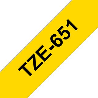 Brother TZE651 TZe Standard Adhesive Laminated Labeling Tape, 1w, Black on Yellow