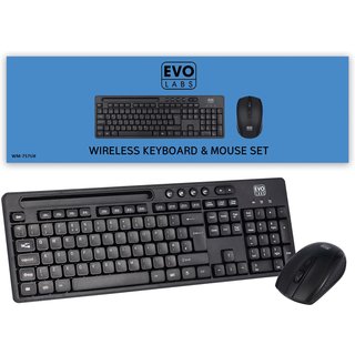Evo Labs WM-757UK Wireless and Mouse Combo Set, 2.4GHz Full Size Qwerty UK Layout with Wireless Mouse, Ideal for Home or Office, Black keyboard Mouse included Home/Office UK International
