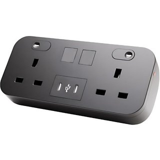 POWERDATA BLACK DESKTOP 2X POWER. 2X MS - DUAL USB C CHARGER - 65W