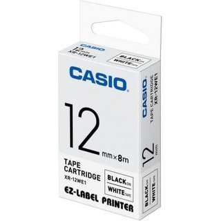 Casio XR-12WE1 Ribbon black on white 12mm x 8m for Casio Labelprinter