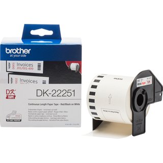 Brother DK22251 DirectLabel Etikettes red / black on white 62 mm x 15.