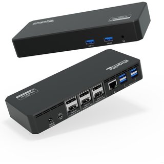 Plugable Technologies 12-in-1 USB C Triple Monitor Docking Station, Triple 4K Displays with 3x HDMI or 3x DisplayPort, Compatible with Mac, Windows, Thunderbolt, USB4, USB-C (60W PD, 6x USB Ports, Ethernet)