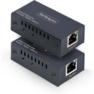 StarTech.com HDMI Extender Over CAT5e/CAT6, 4K 60Hz, Up to 200ft (60m), Transmitter and Receiver Kit, Power Over Cable, Compact Form Factor