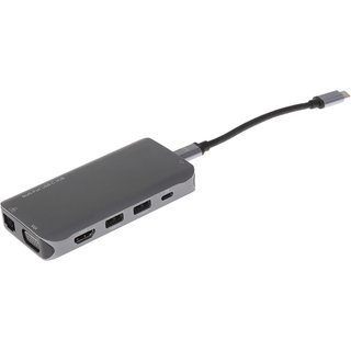 Nikkai USB-C Multiport Hub 3x USB-A 3.0 / HDMI 4K / Gigabit RJ45 / VGA