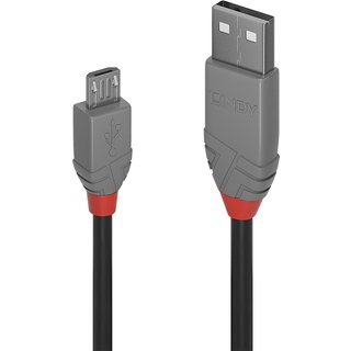 Lindy 3m USB 2.0 Type A to Micro-B Cable. Anthra Line
