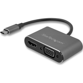 StarTech.com USB-C to VGA and HDMI Adapter - 2-in-1 - 4K 30Hz - Space Grey