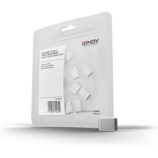 Lindy USB Type C Port Blockers (Without Key) - Pack of 10. White