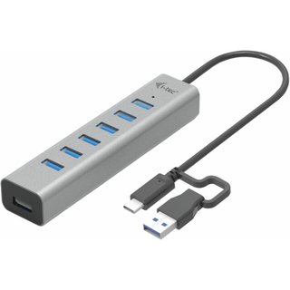 i-tec USB-C/USB-A Charging Metal HUB 7 Port USB 3.2 Gen 1 (3.1 Gen 1) Type-C USB 3.2 Gen 1 (3.1 Gen 1) Type-A 5000 Mbit/s Grey 0.3 m Android ChromeOS iPadOS