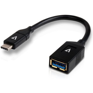V7 Black USB Cable USB 3.0 A Female to USB-C Male 0.3m 1ft
