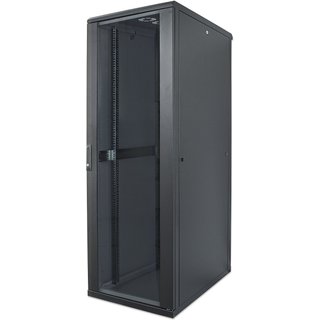 Intellinet 19" Network Cabinet - Free Standing 42U 800x800mm (width x depth) Black Flatpack Max 1500kg Multi-Point Door Lock One Lock Per Side Panel Usable Depth 123 to 573mm IP20 rated Rack Steel