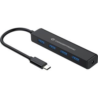 Conceptronic 4-Port USB 3.0 Hub. USB-C Connector