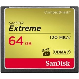 Sandisk CF Extreme 64GB. Capacity: 64 GB Flash card type: CompactFlash Read speed: 120 MB/s Write speed: 85 MB/s. Product colour: Black