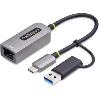 StarTech.com USB-C to Ethernet Adapter with USB-A Dongle, 10/100/1000Mbps, USB 3.0 to Gigabit Ethernet Network Adapter, 6in/15cm Attached Cable, USB GbE Adapter