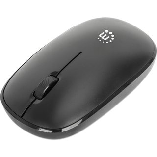 Manhattan MW3050 Wireless Optical Mouse, Black, 1200dpi, 2.4Ghz (up to 10m), USB, Ambidextrous, Three Button with Scroll Wheel, USB-A nano receiver, AA battery (included), Low friction base, USB version (most popular type, which is USB-A), Three Year Warr