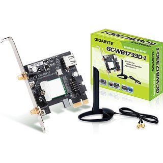 Gigabyte GC-WB1733D-I. Internal. Connectivity technology: Wireless Host interface: PCI Express Interface: WLAN / Bluetooth. Maximum data transfer rate: 1733 Mbit/s Top Wi-Fi standard: Wi-Fi 5 (802.11ac)