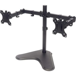 Manhattan Dual Desk Mount for TV & Monitors (Full Motion), Stand Assembly, For screens: 10-27", VESA compatibility: 75x75 and 100x100mm - check the dimensions of the four mounting holes on back of screen to ensure it fits, Max 8kg (each), Black, Bracket