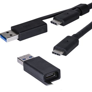 Cablenet 1m USB 3.1c Male - USB 3.1c Male Black Cable with USB 3.0 Adaptor