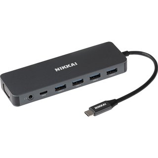 Nikkai USB-C Multiport Hub to 2x USB-C / 4x USB-A / 2x HDMI / Gigabit