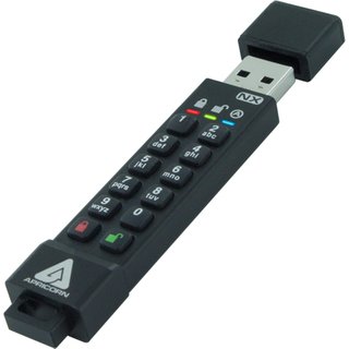 Apricon 64GB Aegis Secure Key 3NX - Software-Free 256-Bit AES XTS Encrypted USB 3.1 Flash Key with FIPS 140-2 level 3 validation - Onboard Keypad