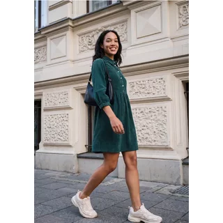 Knielanges Kleid aus Cord in Unifarbe