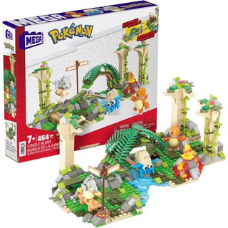 MEGA Pokémon Jungle Ruins building set, Cubone, Charmander and Omanyte figures, x464 compatible bricks
