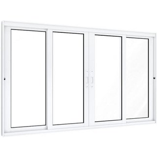 Janela de Alumínio de Correr 120x200cm 2 Folhas Móveis 2 Fixas com Vidro Lucasa Eccellente