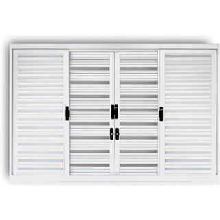 Janela de Aço Veneziana 100x120cm 6 Folhas sem Vidro Ecoflex MGM