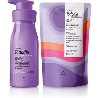 Kit Creme Sorbet Desodorante Nutritivo para o Corpo Tododia Amora e Flor de Pêssego com Refil