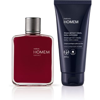 Kit Shower Gel 4 em 1 e Deo Parfum Natura Homem Sagaz