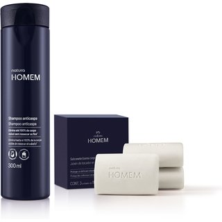Kit Shampoo Anticaspa e Sabonete Corpo e Barba Natura Homem (2 produtos)