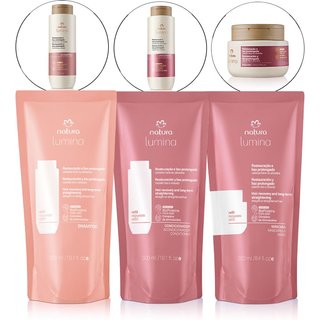 Kit Refil Shampoo, Condicionador e Máscara Lumina para Restauração e Liso Prolongado