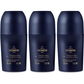 Kit Desodorante Antitranspirante Roll-On Natura Homem Dom (3 unidades)