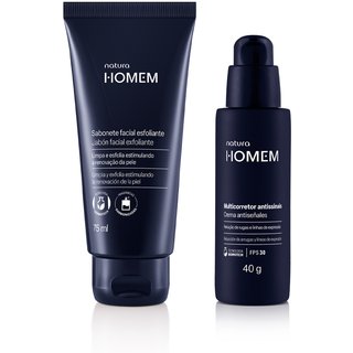 Kit Sabonete Facial Esfoliante e Multicorretor Antissinais Natura Homem (2 produtos)