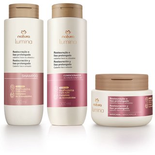 Kit Shampoo, Condicionador e Máscara Lumina para Restauração e Liso Prolongado (3 produtos)