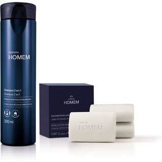 Kit Shampoo 2 em 1 e Sabonete Corpo e Barba Natura Homem (2 produtos)
