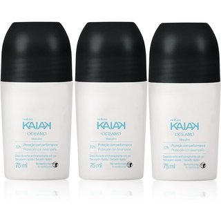 Kit Desodorante Antitranspirante Roll-on Kaiak Oceano Masculino 3 un de 75 ml