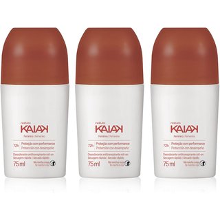 Kit Desodorante Antitranspirante Roll-on Kaiak Feminino (3 unidades)