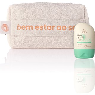 Kit Protetor Solar Facial Pele Mista a Oleosa FPS 70 e Nécessaire Natura Solar