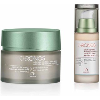 Kit Natura Chronos Máscara de Argila e Sérum Antioleosidade e Poros