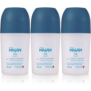 Kit Desodorante Antitranspirante Roll-on Kaiak O2 Masculino (3 unidades)