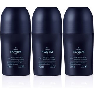 Kit Desodorante Antitranspirante Roll-On Natura Homem Elo 3 un de 75 ml
