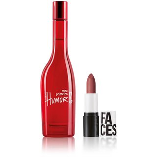 Kit Meu Primeiro Humor e Batom Matte Faces Cookie Nude