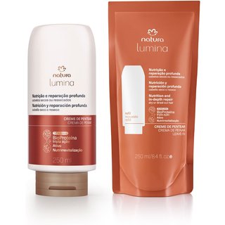 Kit Creme de Pentear Nutrição e Reparação Profunda Lumina com Refil 2 un de 250 ml