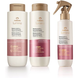 Kit Shampoo, Condicionador e Spray Lumina para Restauração e Liso Prolongado (3 produtos)