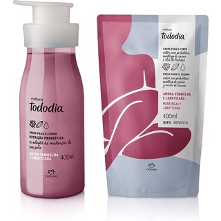Kit Creme Desodorante Nutritivo Corporal Tododia Amora Vermelha e Jabuticaba com Refil