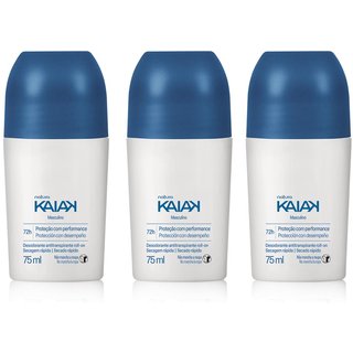 Kit Desodorante Antitranspirante Roll-on Kaiak Masculino (3 unidades)
