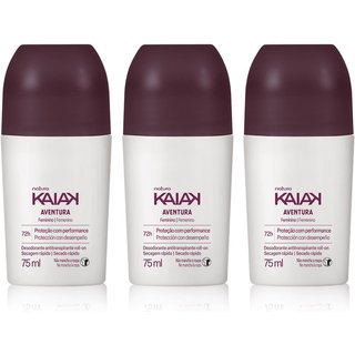Kit Desodorante Antitranspirante Roll-on Kaiak Aventura Feminino (3 unidades)
